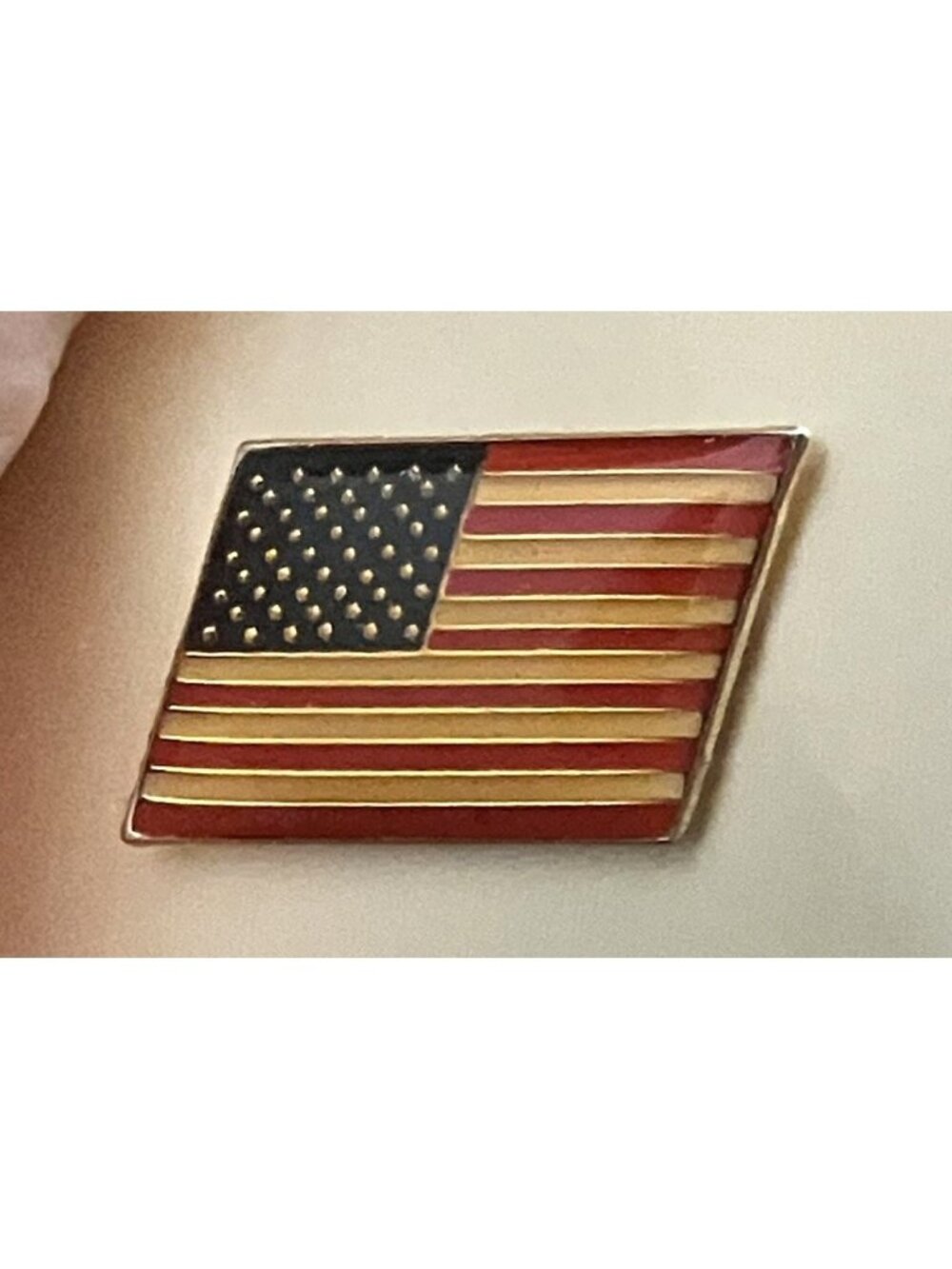 Vintage American Flag Enamel Lapel Pin With Gold-Tone Finish